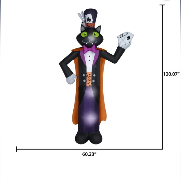 Halloween Giant Magic Cat Airblown Yard Inflatable, 10 ft, by Way To Celebrate - Picture 2 of 6